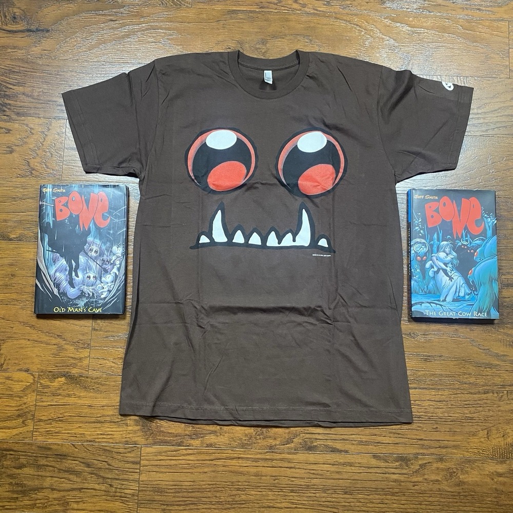 BONE Jeff Smith Comics Size XL T-shirt Brown 2012 Graphitti Book Bundle